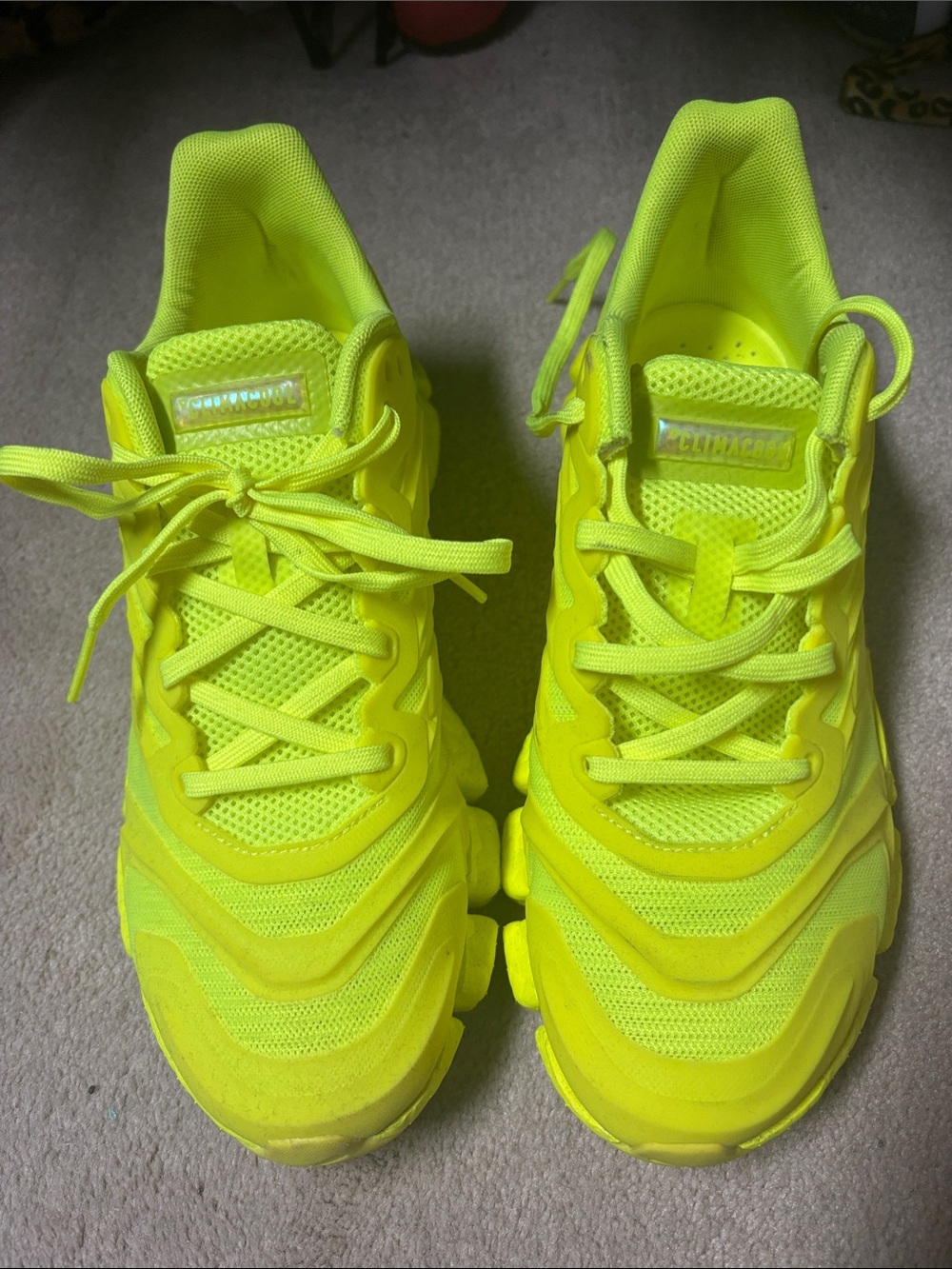 adidas Neon Yellow Mesh Lace-Up Sneakers